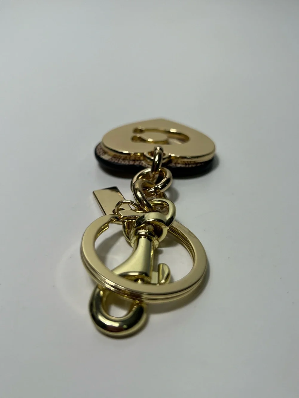 Coach Signature CC Monogram Logo Double Heart Bag Charm Keychain